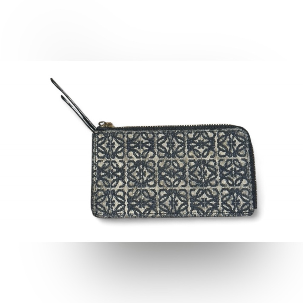 Preloved Loewe Fragment Case Coin Purse Leather Navy